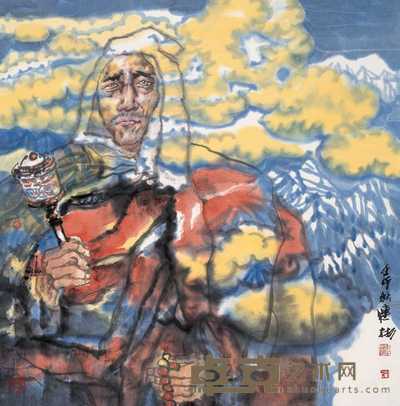 纪连彬 2002年作 雪域高原 镜心 69×69cm
